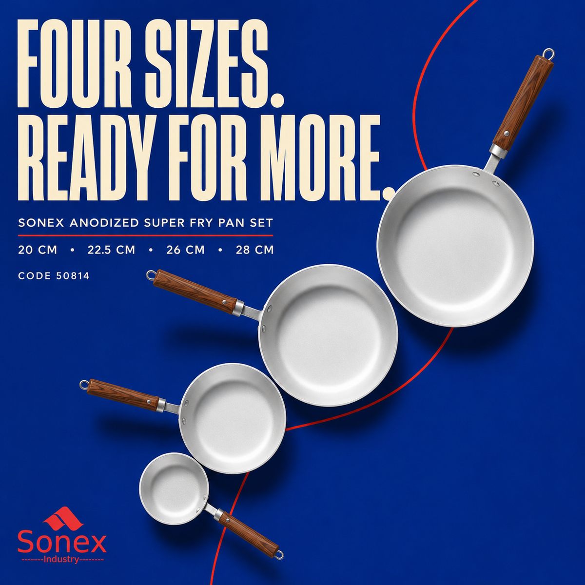 Sonex Anodized Super Fry Pan Set – 4 Pieces