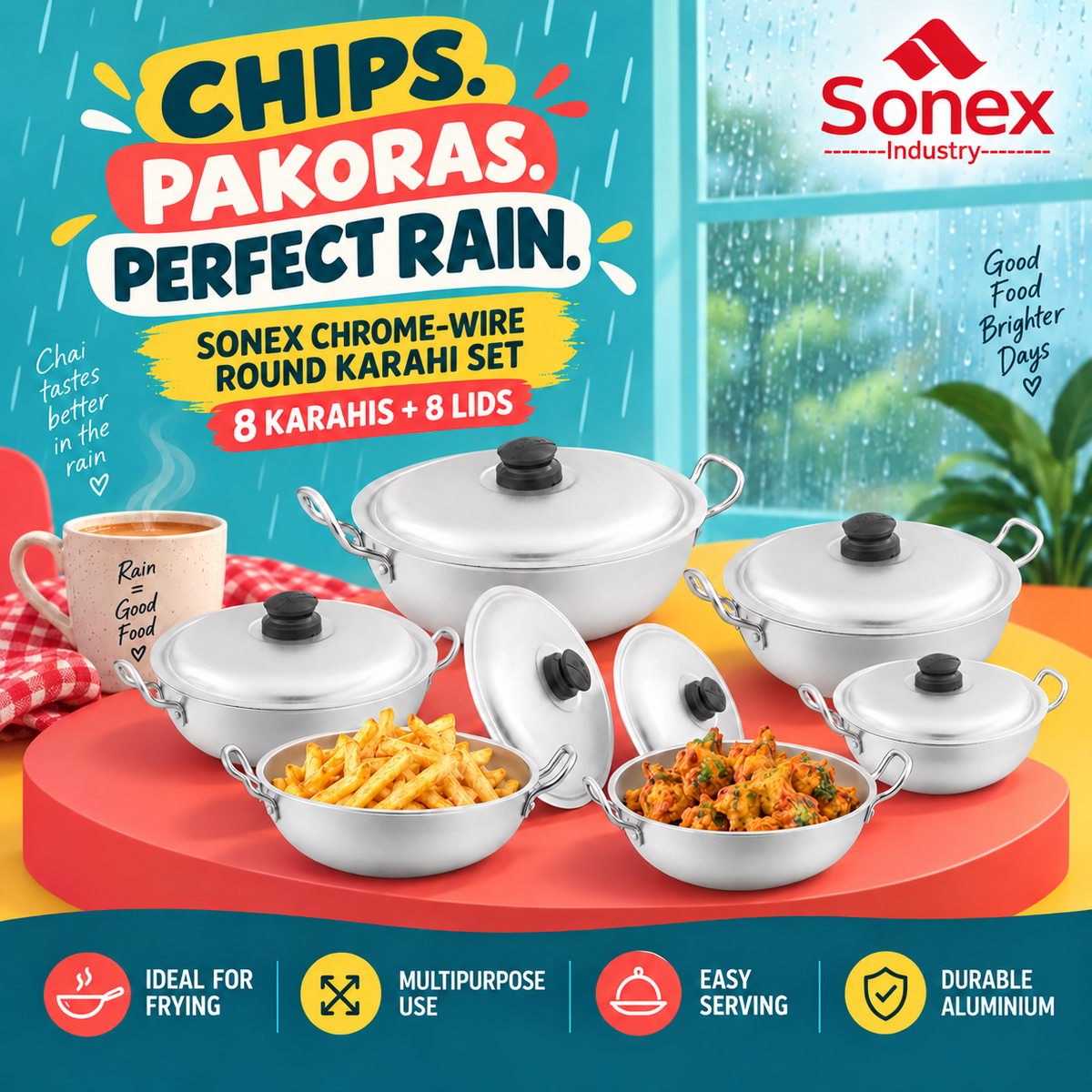 Sonex Anodized Round Karahi Set 1–8