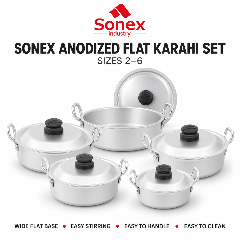 Sonex Anodized Flat Karahi Set 2–6