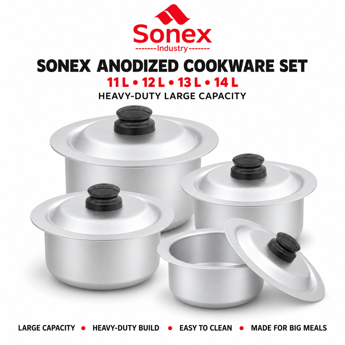 Sonex Anodized Cookware Set 11–14