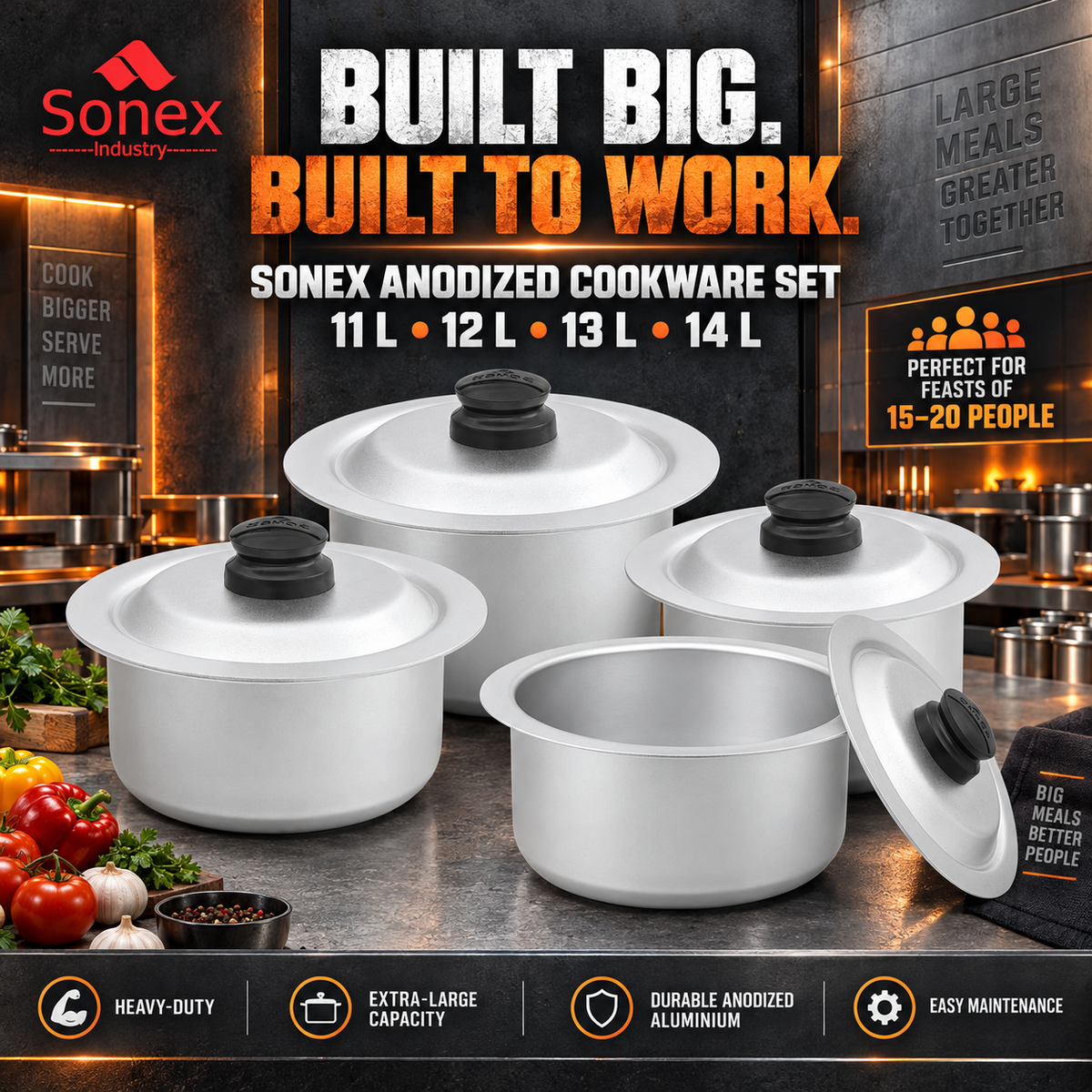 Sonex Anodized Cookware Set 11–14