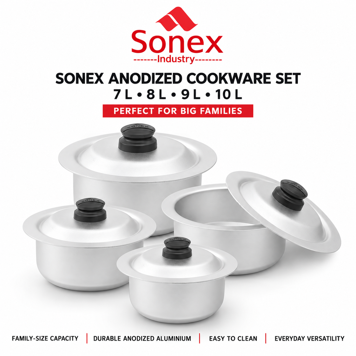 Sonex Anodized Cookware Set 7–10