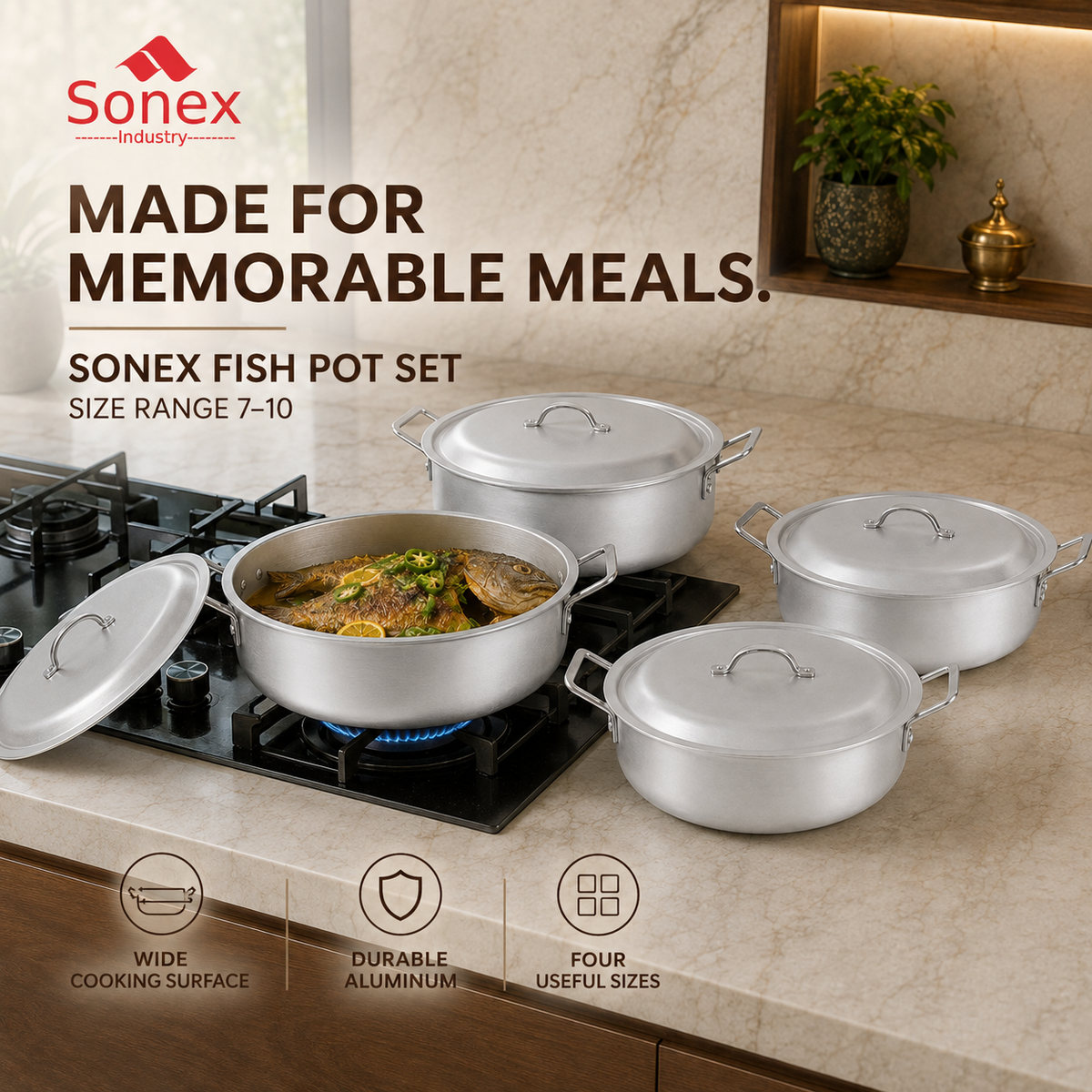 Sonex Anodized Fish Pot Set 7–10