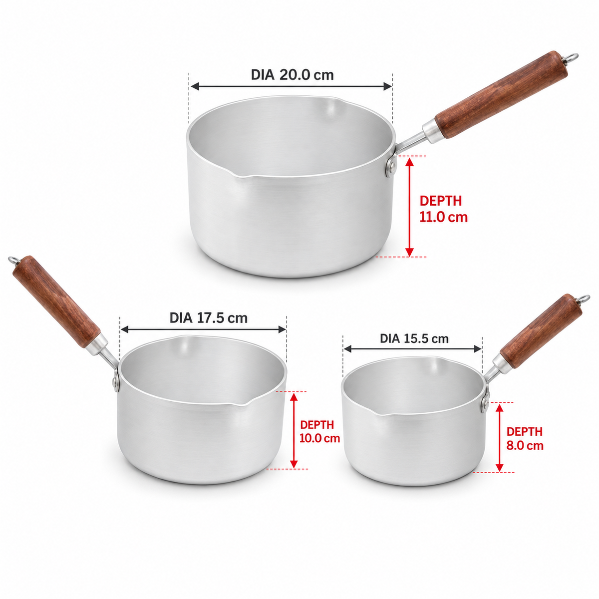 Sonex Anodized Classic Milk Pan Set – 3 Pieces