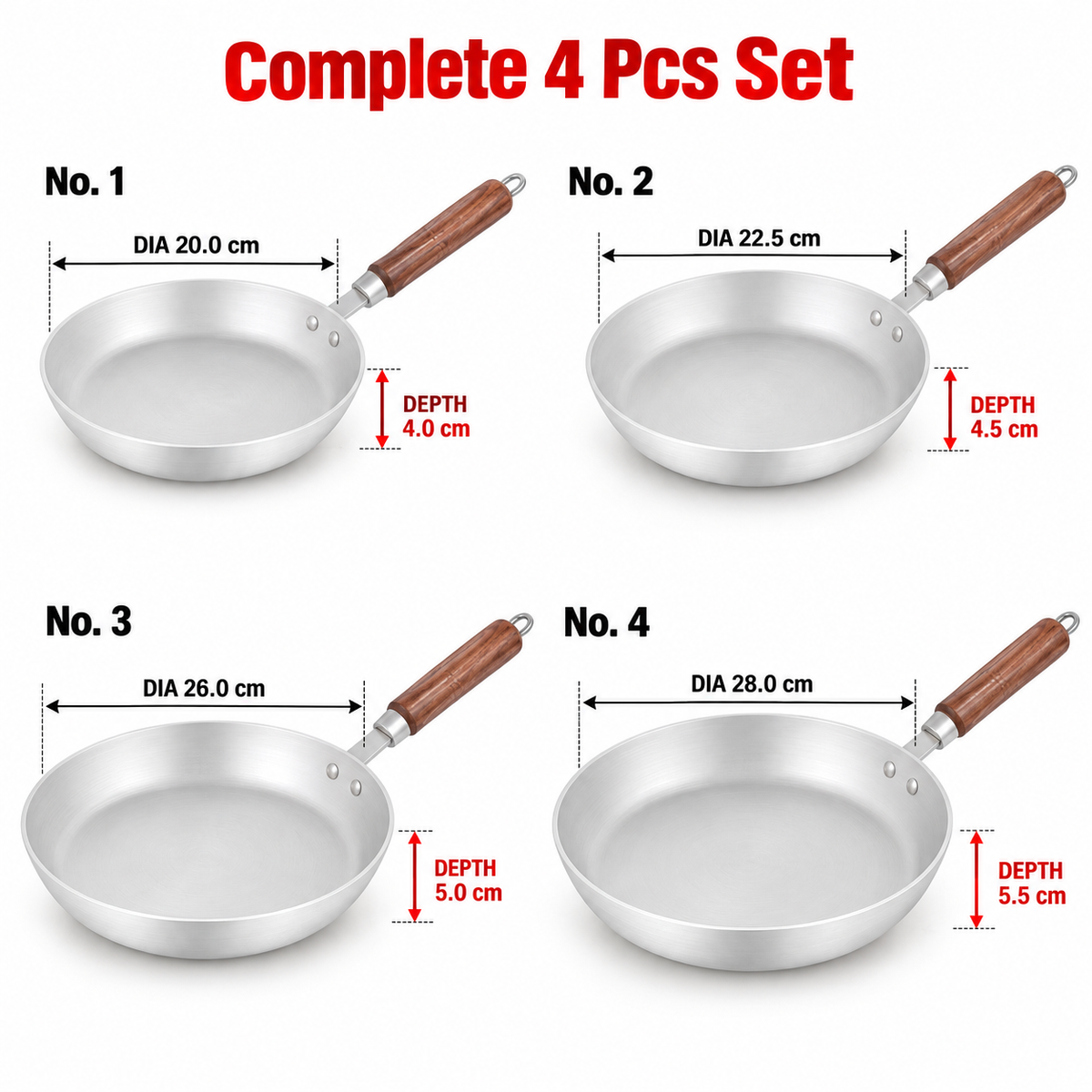 Sonex Anodized Super Fry Pan Set – 4 Pieces