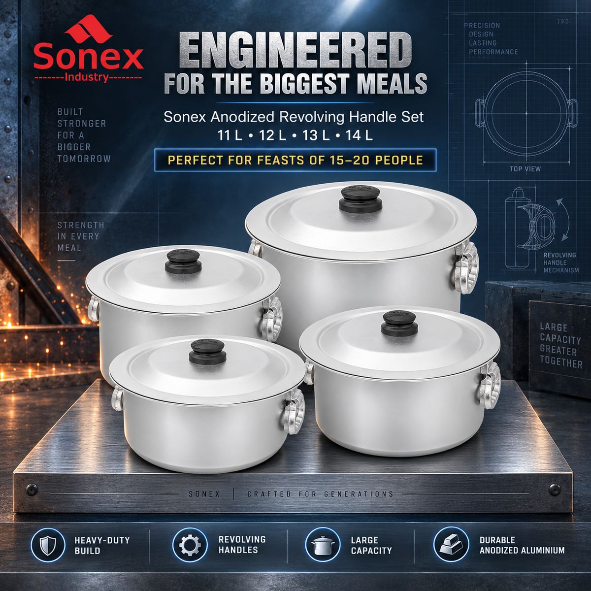 Sonex Anodized Cookware Set 11–14