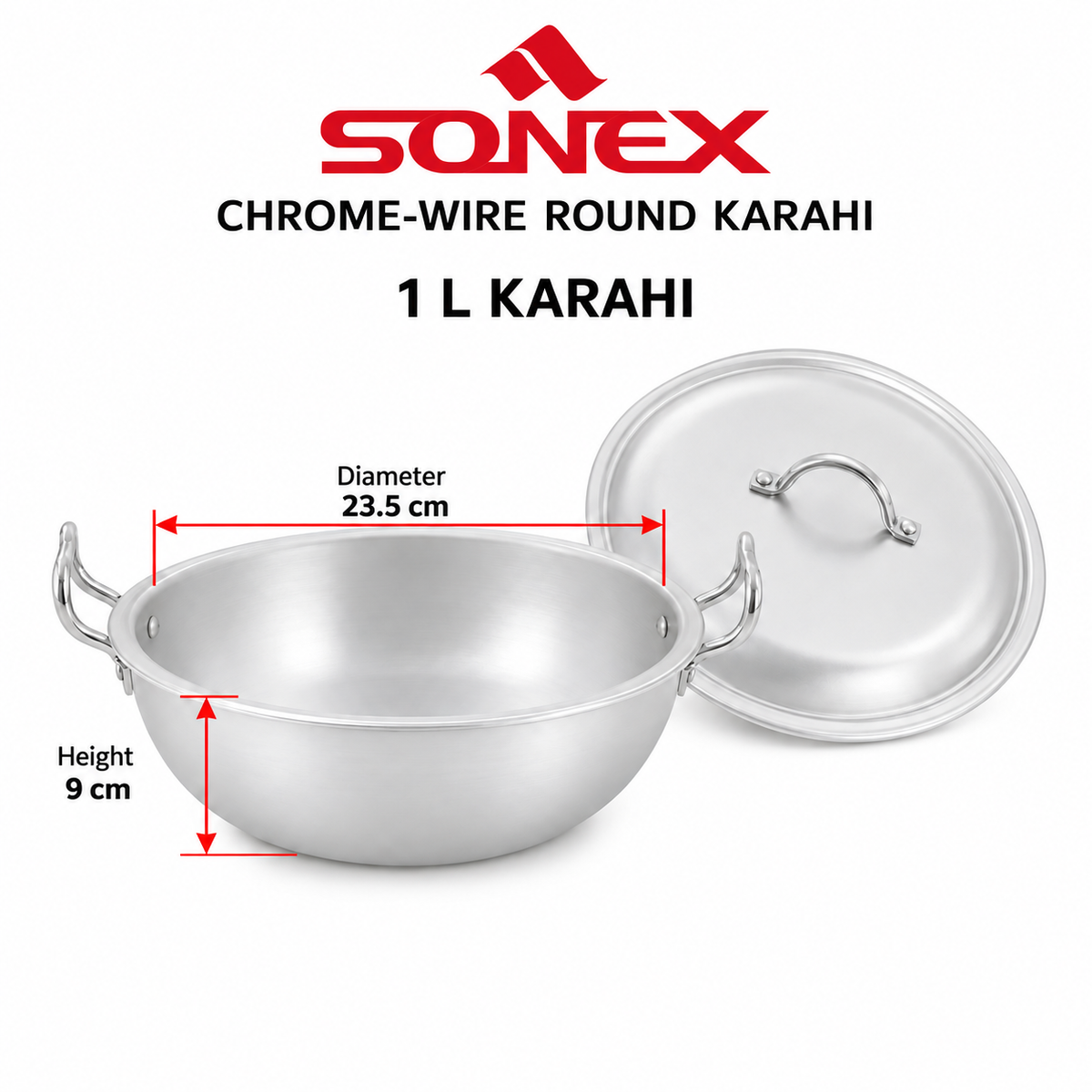 Sonex Chrome-Wire Round Karahi Set – 6 Pieces