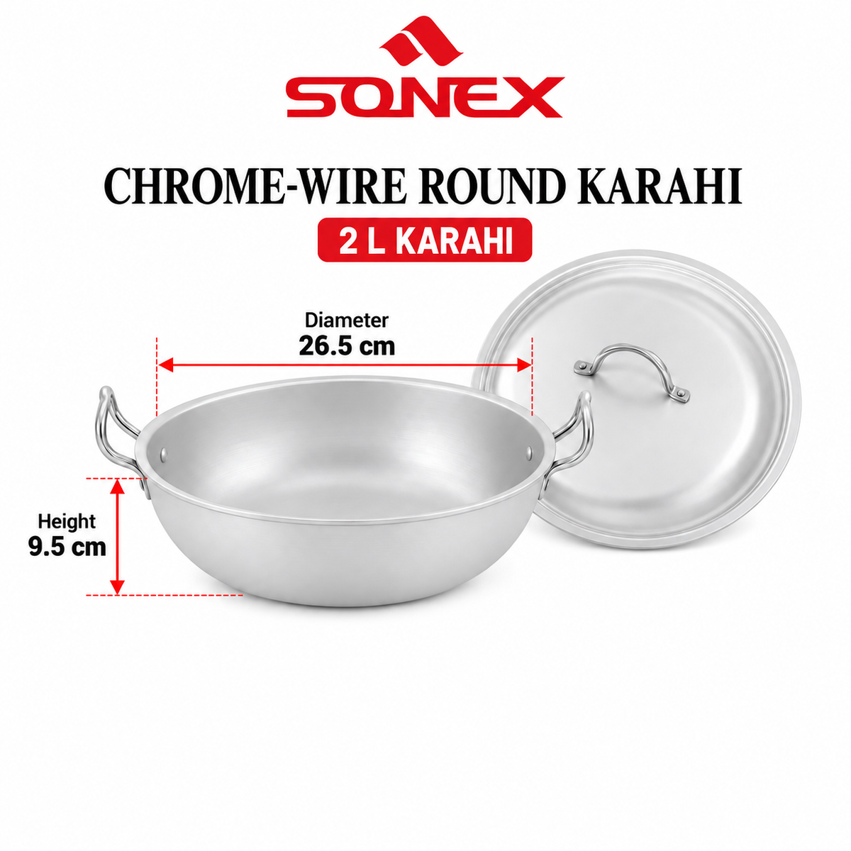 Sonex Chrome-Wire Round Karahi Set – 6 Pieces