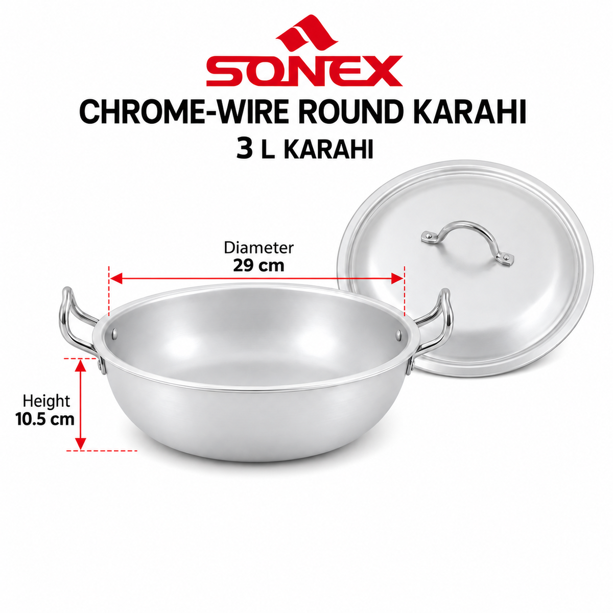 Sonex Chrome-Wire Round Karahi Set – 6 Pieces