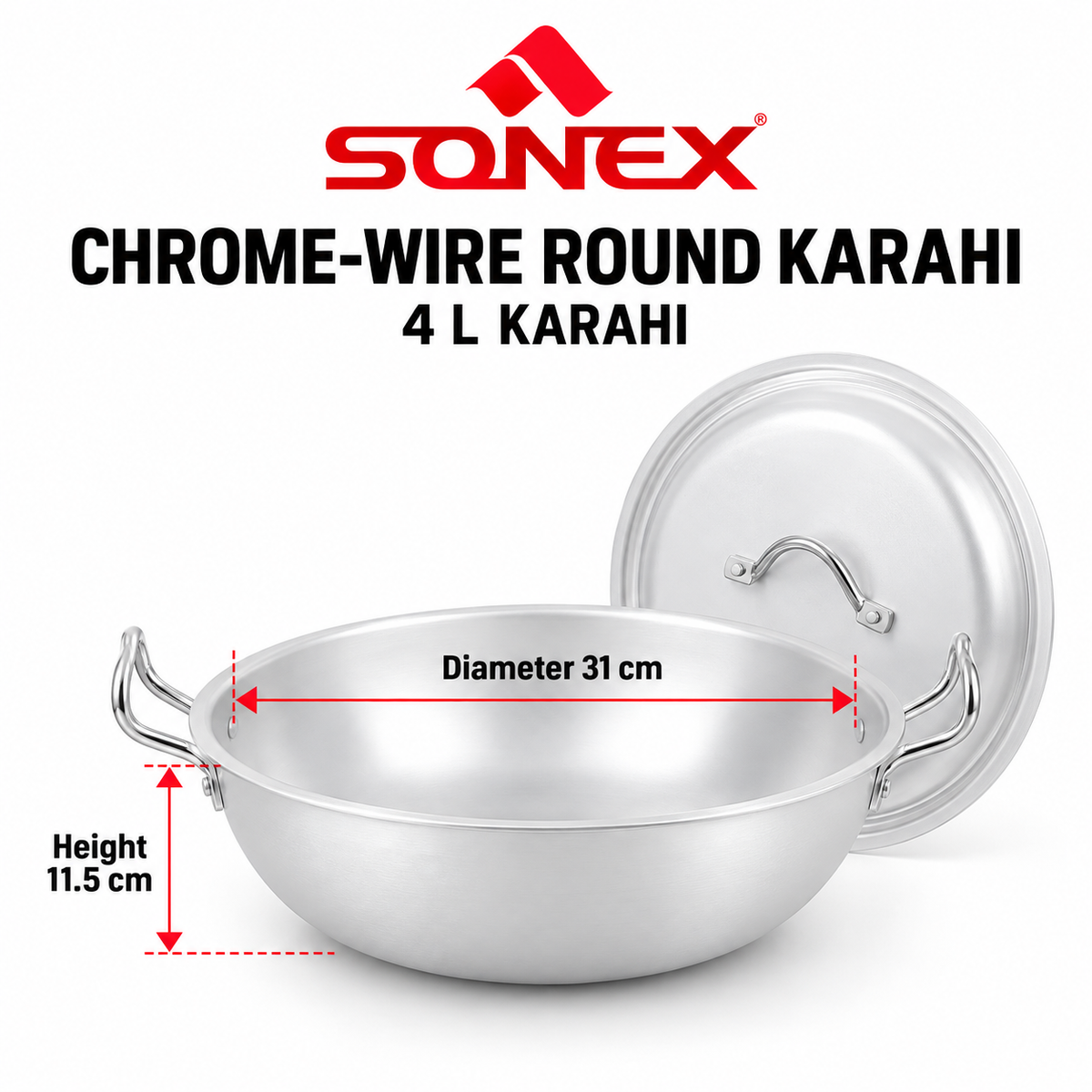Sonex Chrome-Wire Round Karahi Set – 6 Pieces