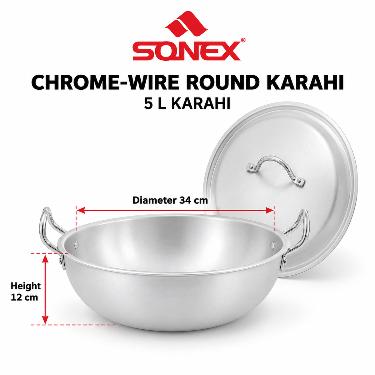 Sonex Chrome-Wire Round Karahi Set – 6 Pieces