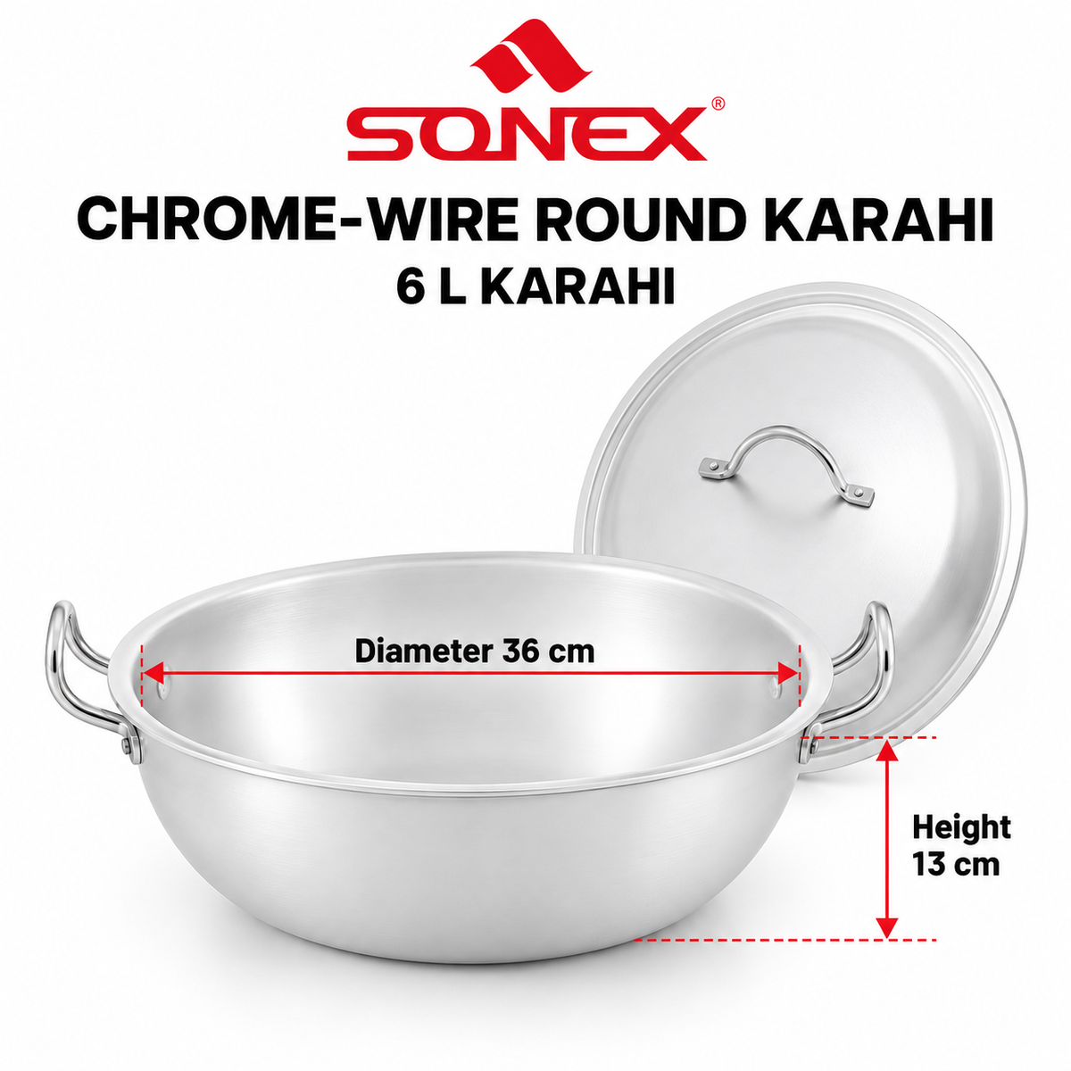 Sonex Chrome-Wire Round Karahi Set – 6 Pieces