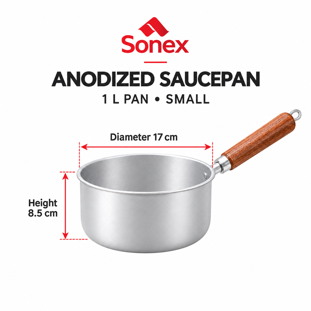 Sonex Anodized Saucepan Set – 3 Pieces
