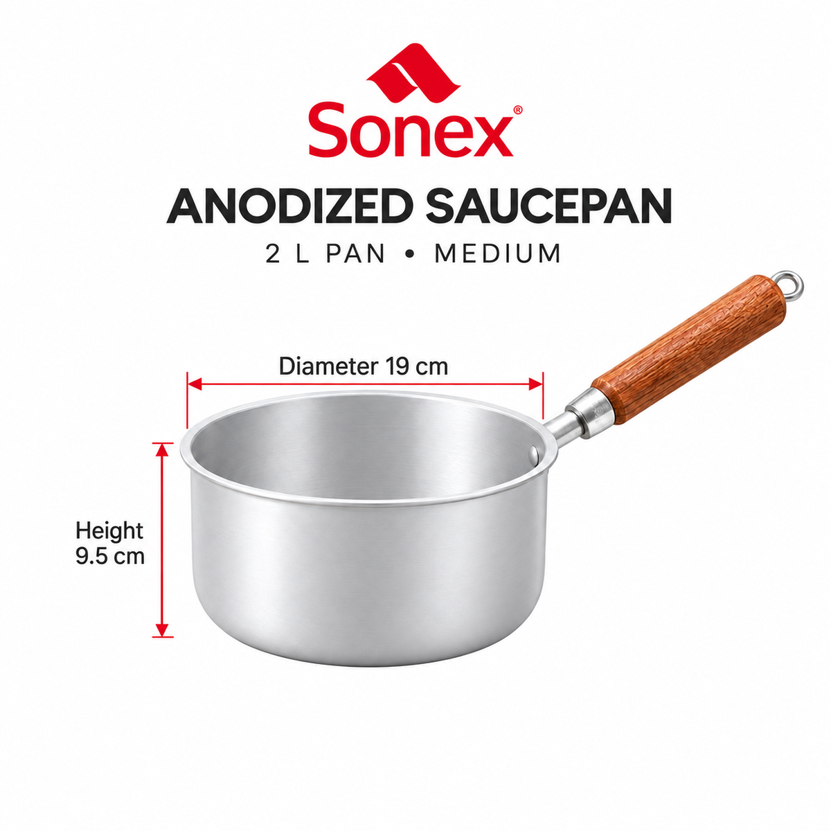 Sonex Anodized Saucepan Set – 3 Pieces