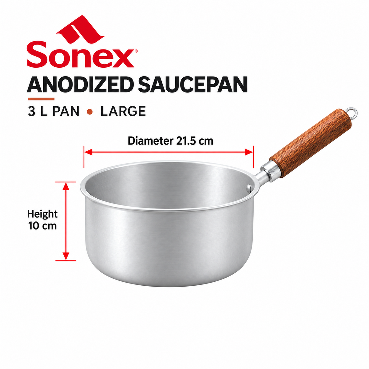 Sonex Anodized Saucepan Set – 3 Pieces